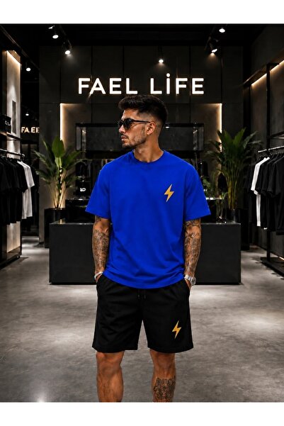 FAEL LİFE Unisex Wide-Let T-Shirt and Shorts Set with Lightning Print
