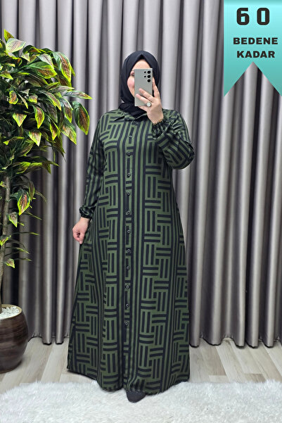 Elmas Tesettür Women's Clothing Plus Size Space Fabric Maze Pattern Buttoned ...
