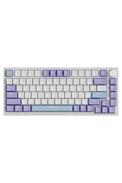 Ajazz Tastatură mecanică AK820 cu fir RGB, switch-uri Sea Salt, Albastru Alb ...