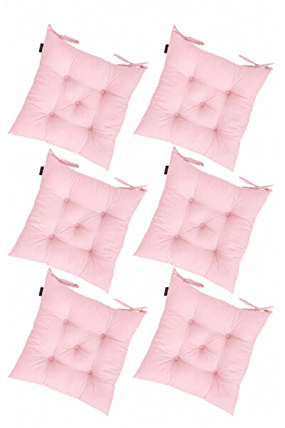 TicaretJet 6' Li Takım Pofidik Kare Pembe Sandalye Minderi 40x40cm