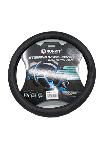 RUNKIT Steering wheel cover synthetic Leather Black (37-39 CM)
