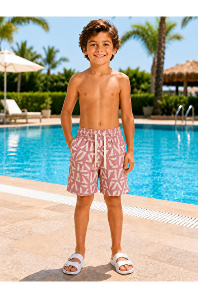 Lyrax 17207 Boys' Pool Shorts Quick Dry Lace-Up Elastic Waist Sea and Pool Sh...