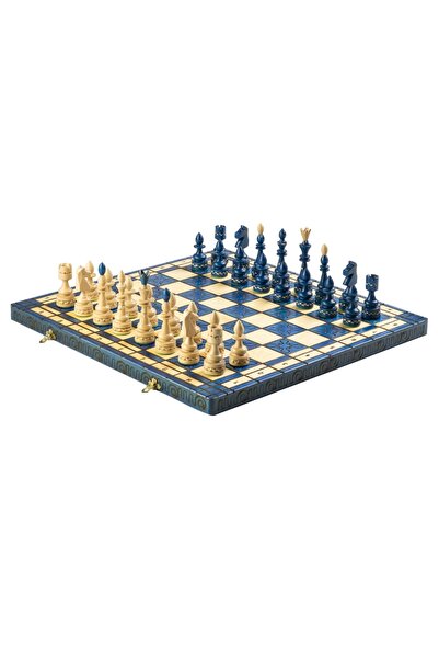 Sunrise Chess & Games Traditional INDIAN BLUE chess Top Bottom Set - insert tray