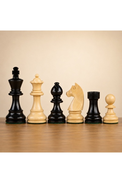 Sunrise Chess & Games German Knight ebonized chess pieces 3.5 - double queen