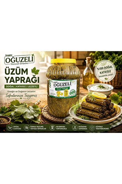 OğuzeliYöreselÜrünler YENİ MAHSÜL Asma Üzüm Yaprağı 3 KG Salamura (Damarsız Ü...