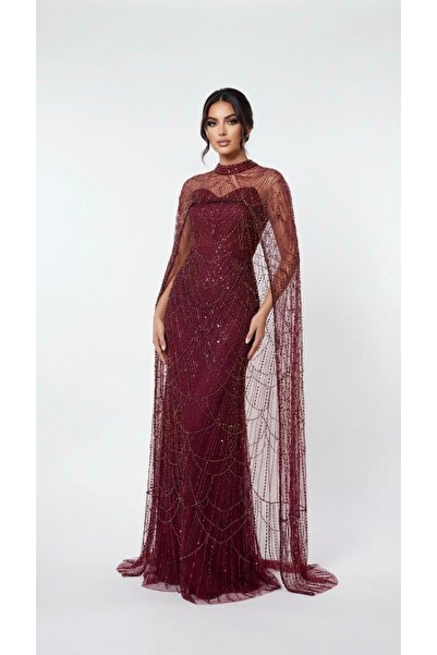 GÜZELLER Boncuklu Pelerinli Söz İsteme Nişan Nikah Elbisesi Abiyesi