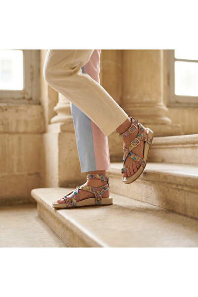 Letafia Valley Ethnic Pattern Stone Detailed Glitter Sandals