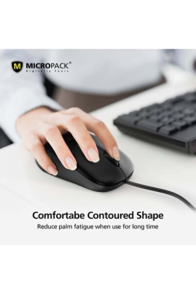 Micropack ماوس بصري سلكي USB طراز M-105 بدقة 1200 نقطة في البوصة، تصميم مريح،...