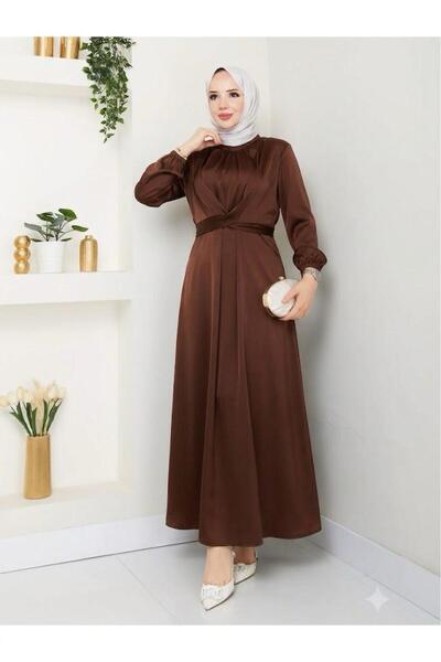 Nilo Satin Dress with Elasticated Sleeves