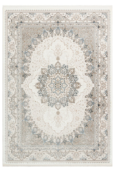 Pigment Home Vera Classic VRC06 Mavi Bej Klasik Göbekli Parlak Salon Halısı