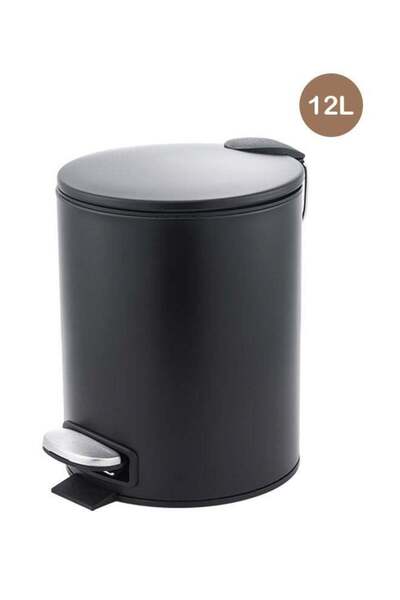 Trust Stainless Steel Trash Bin 12 Liter Black Anti-Fingerprint & Soft Close Lid