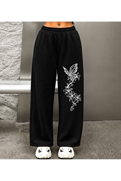 ZAVIXO Women's 100% Cotton Oversize Cat Print Sweatpants – Wide Leg Relaxed F...