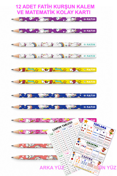 Fatih 1 2 Pieces of Pencil and Math Easy Card