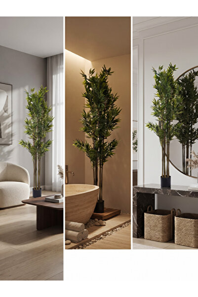 Yallabena Artificial Bamboo Potted Plant 180cm, Yellow Pole – Indoor Decorati...