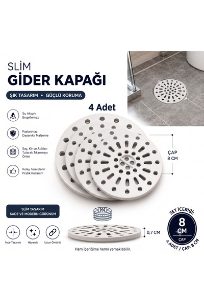 bimbambom Banyo Balkon Gider Izgarası Slim Gider Süzgeci 4lü