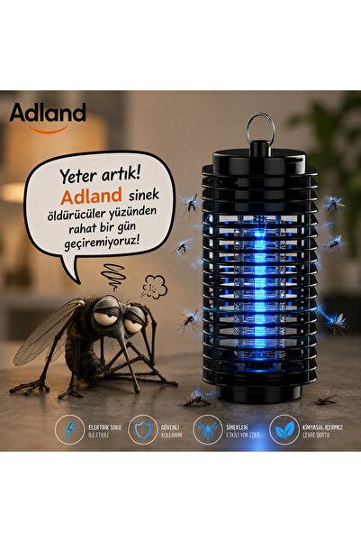 ADLAND Mor Işık Teknolojili Elektrikli Sinek Öldürücü Cız Lamba Taşınabilir v...