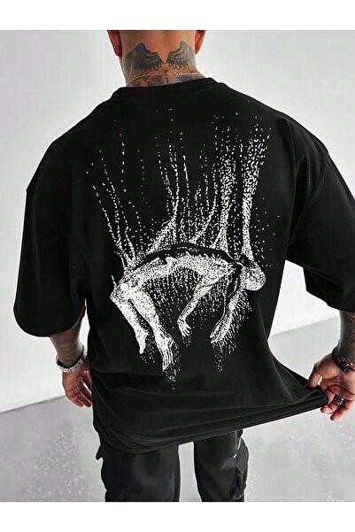 JANTIL MODA 🔥   Black Unisex Oversize 100% Cotton Crew Neck Short Sleeve T-S...