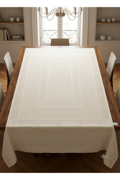 karantuhafiye Embroidered Tablecloth / 160 X 220 / Cream