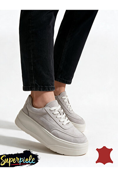 ANGEL BLUE Sneakers dama comozi din piele naturală cu talpă înaltă