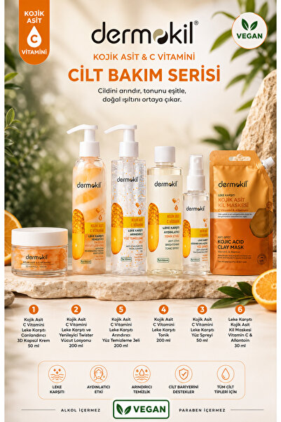Dermokil Kojik Asit ve C Vitamini Aydınlatıcı 6’Lı Cilt Bakım Seti