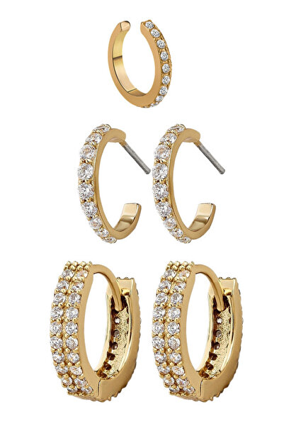 VeeShop Elegant Top Bottom Set of earrings and ear cuff, rings with small fac...