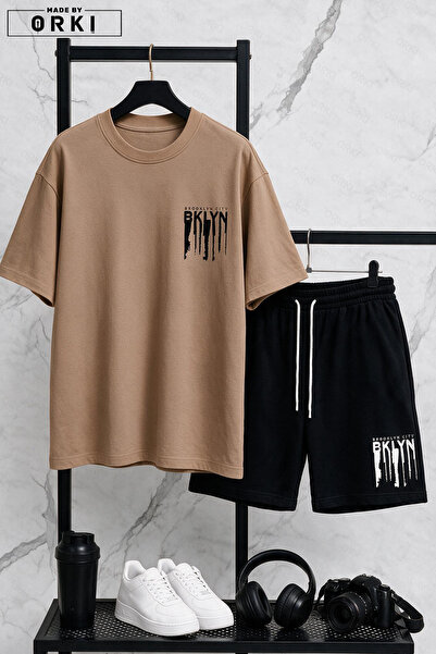 EFFRENATU Bklyn Printed Cotton Fabric Men's T-Shirt-Shorts Set