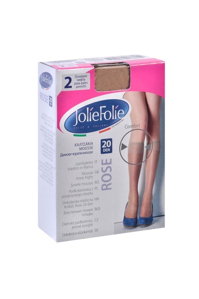 OEM JolieFolie Ciorapi de damă bej Mousse 3/4, 20 Den - 2 perechi