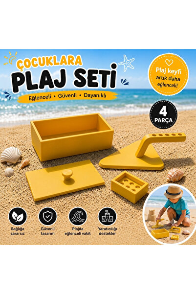 VOLOYAS 4 Parça Çocuk Plaj Seti – Kum Kale Yapım Seti – Plaj Oyuncakları – Ya...