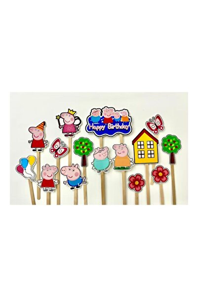DecoParty Set de decorațiuni pentru tort – Tematică PEPPA PIG, 14 piese, Cart...