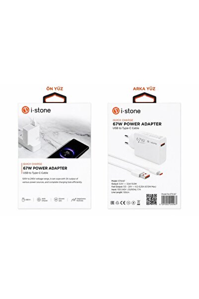 67W USB TO TYPE-C CABLE ŞARJ SETİ