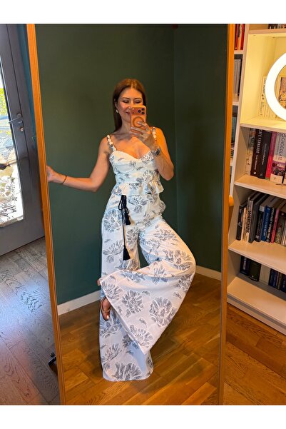 Aurélie Boncuk askılı pantolon büstiyer takım