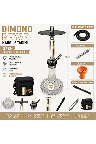 CEYA NARGİLE Dimond 37 cm Premium Nargile Takımı - Taşıma Çantalı - Komple Se...