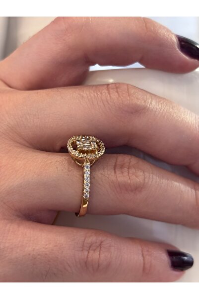 Stelle Jewelry خاتم نسائي من Xuping بحجر الزركون البيضاوي، خاتم عتيق مطلي بال...