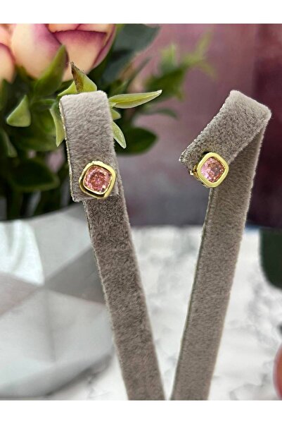 XUPING JEWELRY Women's Steel Pink Small Stone Daily Stylish Earrings (0.5X0.5Cm)
