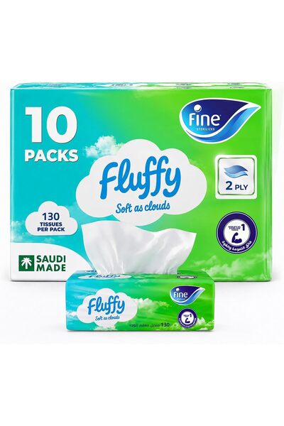 FINE Fluffy Facial Tissues, 2-ply with cotton feel, soft and sterilized for g...