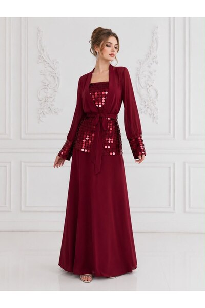 AMAZ Evening Dress Embellished with Sequins Chiffon Cloche