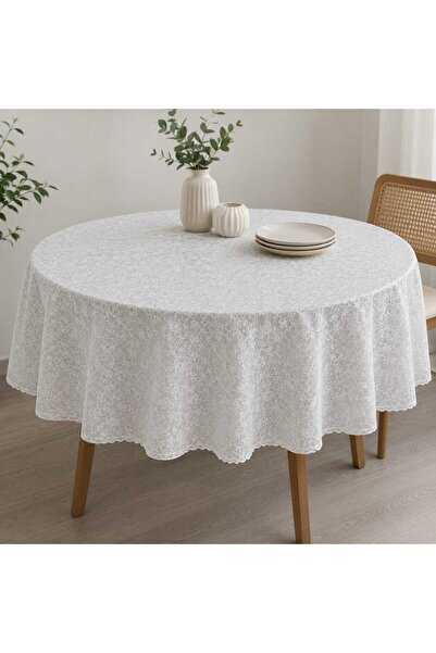DDHOME 150 cm Round Ready-Made Lace Look Wipeable Pvc Oilcloth Tablecloth