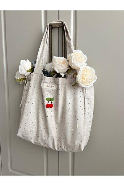 ToffyStore Mink Polka Dot Bag with Cherry Details