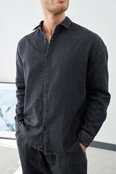 duo fideles Men's Denim Look Self-Patterned Shirt