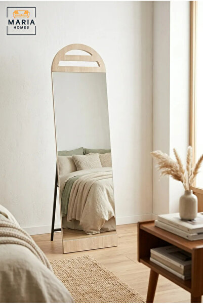 MARIA HOMES Modern Full Length Floor Mirror with Arched Wooden Frame and Free...