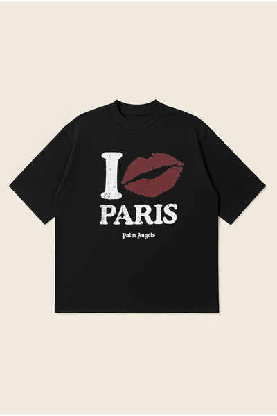 Moon Dancer Tricou unisex Palm Angels I Love Paris, imprimat, supradimensiona...