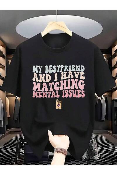 Astogria13 Funny Health Best Friend T-Shirts - Black With Pink Text Saying "M...
