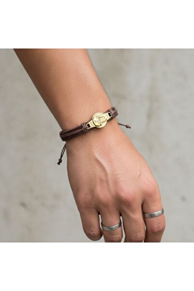 idei Unisex Faux Leather Braided Bracelet, Adjustable with Engraved Metal Pen...