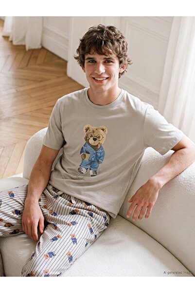 LC Waikiki Standard Fit Teddy Printed Men's Pajama Set for Style Enthusiasts ...