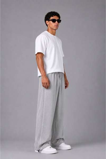 RE7EDİ Striped Two-Thread Sweatpants Unisex Gray