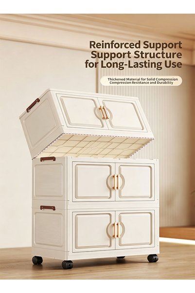 CozyBox 50cm Wide 5 Tier Foldable Storage Cabinet with Doors and Wheels