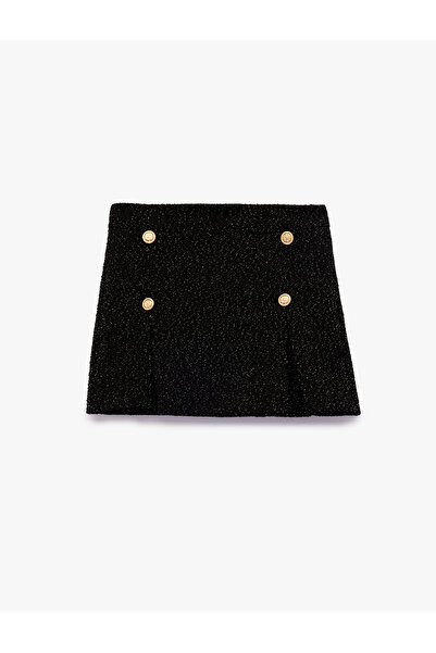 Koton Button Detailed Tweed Short Skirt