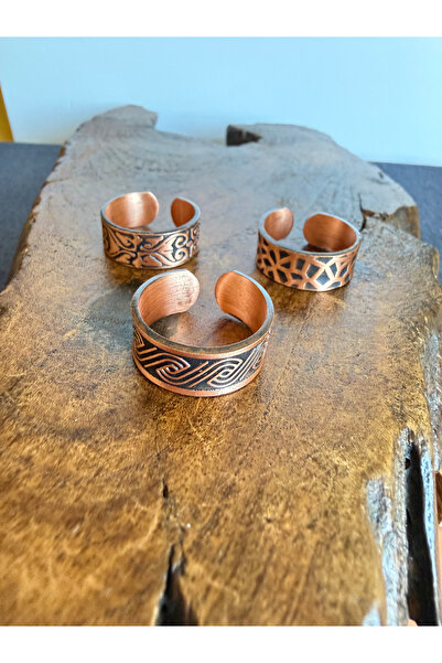 zadenza gold 100% pure copper triple ring adjustable size handcrafted copper ...