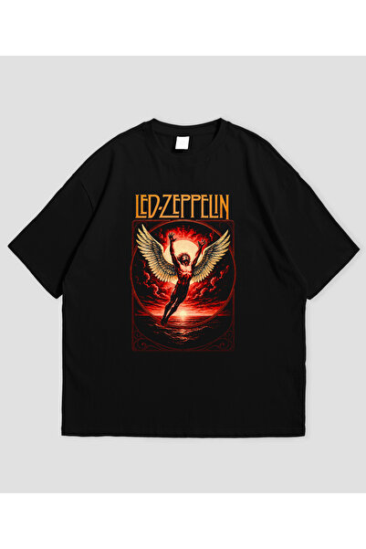 Grafftee Clothing تي شيرت مطبوع عليه ليد زيبلين للجنسين مقاس كبير