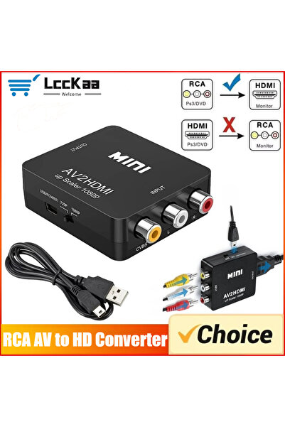 Choice محول RCA AV إلى HDMI متوافق مع صندوق فيديو AV/CVSB L/R بدقة HD 1080P 1...